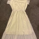 Fashion Medium Yellow Lined Chiffon Layered Swiss Dot Ruffle Wrap Maxi Dress Photo 0