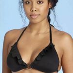 Shade & Shore Women's Ring-Front Ruffle Bikini Top, Medium - New! Photo 4