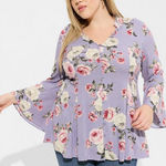 Torrid Fit And Flare Rayon Slub Button-Front Top Size 2X Romantic Roses Floral Photo 0