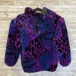 Vintage 80's Womens M Jacket Hooded Neon Purple Blue Faux Fur Animal Print USA Size M Photo 11