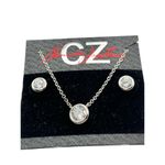 CZ By Kenneth Jay Lane Necklace Earring Set Silver Tone‎ Crystal Minimalist New Photo 1