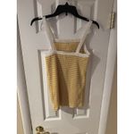 Old Navy  Slim Fit Ribbed Knit Tank Top Gold White Stripe Y2K Cami Boho Stretch M Photo 7