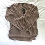 Worthington Taupe Long Sleeve Shirt With Lace Up Detail Photo 0