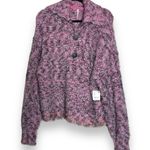Free People Pink Stella Collared Button Soft Sweater Women's Size S Oversized Photo 0