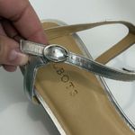 Talbots Pila Criss-Cross Leather Sandals Metallic Silver Kitten Heel Dressy 10 Photo 6