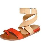 L.A.M.B. orange and taupe wrap around heel sandals Photo 0