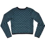Daydreamer  Checkerboard Crop Sweater Teal‎ Black Long Sleeve Knit Women's XS Photo 2