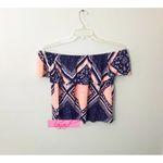 Cotton On Sabrina Off Shoulder Top Pink Blue Ruffle Bardot Bandana Shoulderless Photo 2