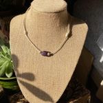 Handmade Purple Agate pearl white leather Choker Photo 1