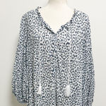 India Collection Emerson Fry White Charcoal Grey Animal Print Bardot Puff Sleeve Photo 0