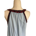 THML Blue Embroidered Trim Aztec Sleeveless Shift Dress Size Large Boho Flowy Photo 3