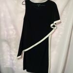 LAUREN RALPH LAUREN WO SIZE 12 DRESS ONE SHOULDER DRAPE BLACK WHITE DRESS EUC Photo 10