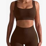 Amazon Brown Ribbed Seamless Workout Set Photo 0