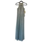 Eliza J NEW  Halter neck Light Blue metallic keyhole‎ dress maxi gown formal Photo 4