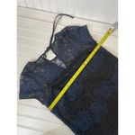 Loft NWT  Lace Dress Blue & Black Sheer Yoke Short Sleeve Mini Shift Dress Size 6 Photo 4