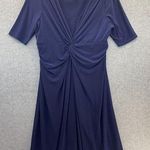 CHAPS Women's Dress Solid Navy Blue Short Sleeve Size Petite XL V Neck Sheath Photo 0