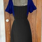Anthropologie Moulinette Soeurs Bolero Blue/Black Puff Sleeve Silk Dress Sz 10 Photo 0