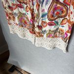 ZARA Women's Floral Wide-Leg Cropped Pants Lace Trim Multicolor Size L Boho Photo 3