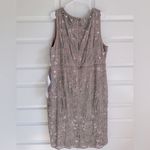 Mac Duggal Vintage Lilac Floral Beaded Sheath MIDI Dress New With Tag Photo 8