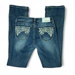 Grace in LA Embellished Pockets Bootcut Jeans Medium Wash Denim Blue Size 26 Photo 1