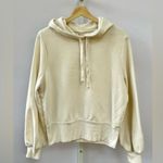 Madewell Bubble-Sleeve Hoodie Crop Sweatshirt Antique Cream Size M Photo 3