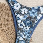 New Bubble Strap Soft Cup Lined Halter Back Tie Removable Padded Bikini Swimwear For Women, Blue Photo 3