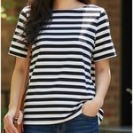 Lauren Ralph Lauren L Navy White Stripe Cotton Top Nautical Coastal Preppy Chic Size L Photo 6