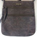 Estalon Dark Brown Distressed Leather Crossbody Bag Purse Photo 0