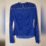 Guess NWT  Elegant Royal Blue Lace  Women's Top Long Sleeves Size :L Photo 2