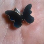 Blue Color Agate Goldtone Butterfly Brass Pendant Photo 7
