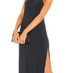 Norma Kamali  Halter Turtle Side Slit Gown in Pewter Photo 0