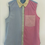 Stradivarius ‎ Womens Sleeveless Button Down Collared Pastel Striped Tank Top Photo 0