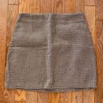 brown black and white houndstooth gingham print mini skirt Photo 0