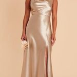 Birdy Grey NWOT  Lisa Long Dress Satin Neutral Champagne Photo 0