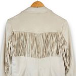 JouJou Faux Suede Western Fringe Moto Jacket Zippers Lined Cream Ivory Medium Photo 5