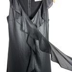 MINKPINK  Women’s V-Neck Frilly Ruffle Mini Dress in Black Size S Photo 8