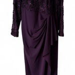 XScape Long Sleeve Lace Bodice Ruffled Formal Dress Photo 0