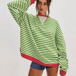 Free People NWOT Striped Oversized Crewneck Photo 0