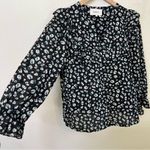 Ba&sh  Blake Black Leopard Printed Blouse Long Sleeve Cotton Button Front Top S Photo 4