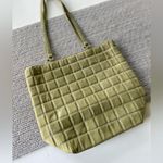 Bath & Body Works Bath & Body Work Sage Green Quilted Faux Suede Tote Bag Purse Photo 6