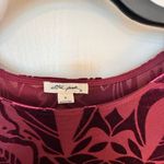Ultra Pink  Velvet Blouse with Floral Design in Deep Red Photo 2