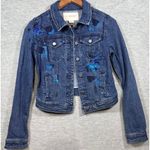 Pilcro & The Letterpress Anthropologie Floral Embroidered Denim Jacket XS Blue Photo 0