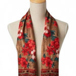 Oscar de la Renta VINTAGE  Scarf silk red and brown Photo 0