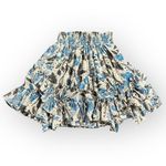 MISA Los Angeles Bella Mini Skirt Women's Small Ivory Blue Jaipur Floral Smocked Photo 1