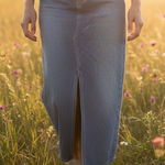 Gap Vintage Y2K Long Rivet Jean Skirt 10 Blue Light Wash Denim Boho Western Photo 0