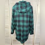 Bluenotes Women's Cotton Flannel Hooded Button Down Green/Black Check-Large Photo 1