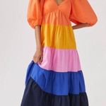 Farm Rio for Anthropologie Tiered Colorblocked Maxi Dress Small Photo 0