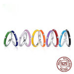 Boutique NEW Women's White Ceramic Pave Diamond Sterling‎ Silver Band Ring, Size 7 Photo 6