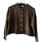 Madewell Button Down Cotton Boxy Cropped Long Sleeve Sweater Olive SZ S # 2394 Photo 0