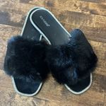 Bamboo  Black Faux Fur & Rhinestone Sparkles Jelly Slides Sandals Size 10 Photo 5